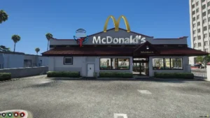 FiveM McDonalds MLO with full kitchen, dining area, and branded fast-food interior