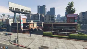 FiveM Pinkcage Motel MLO with urban layout and detailed two-story design