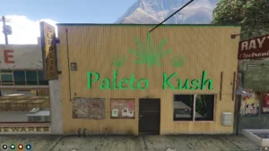 FiveM Weedshop MLO Paleto Kush storefront with custom dispensary design