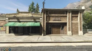 FiveM Western MLO with vintage buildings and old-town saloon entrance