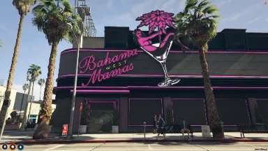 FiveM Bahama Mamas MLO with neon nightclub exterior and palm trees