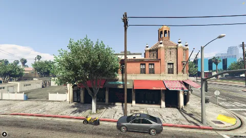 FiveM Bowling Bar MLO with exterior view of city bowling alley and bar