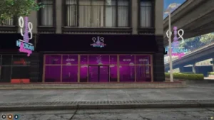 FiveM Hookah Lounge MLO with purple glow and modern lounge entrance
