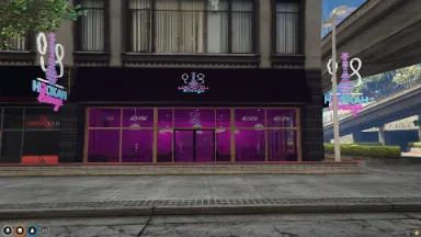 FiveM Hookah Lounge MLO with purple glow and modern lounge entrance