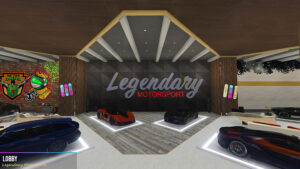 FiveM Legendary Motorsport Dealership MLO with exotic car showroom and modern lighting