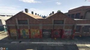 FiveM Mechanic Custom MLO with brick garage exterior and graffiti artwork