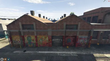 FiveM Mechanic Custom MLO with brick garage exterior and graffiti artwork