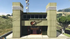 FiveM Music Studio MLO with guitar sign and modern recording studio entrance