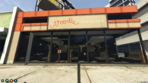 FiveM Noodle Exchange MLO with glass exterior and cozy dining setup