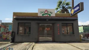 FiveM Paleto Pizza Shop MLO with cozy restaurant entrance and signage