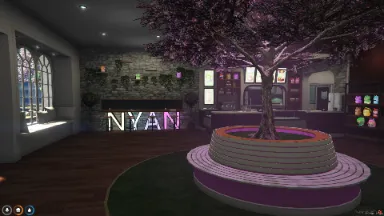 FiveM UwU Cat Cafe MLO with cherry blossom centerpiece and neon-lit counter