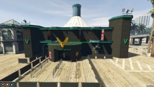 FiveM Vazou Nightclub MLO modern club exterior with rooftop and neon lights
