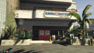 FiveM Vinewood Ammu-Nation MLO urban gun store entrance with signage