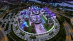 FiveM Park MLO with circular layout, glowing lights, and modern landscaping