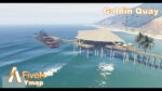 FiveM Galdin Quay MLO with pier, restaurant, yacht, and detailed dockside interior