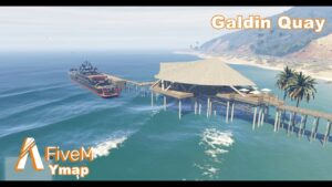 FiveM Galdin Quay MLO with pier, restaurant, yacht, and detailed dockside interior
